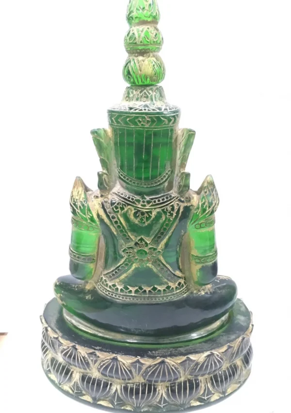 Antique Green Emerald 19th - 20th Century Carved Phra Hin Buddha Statue - Image 4