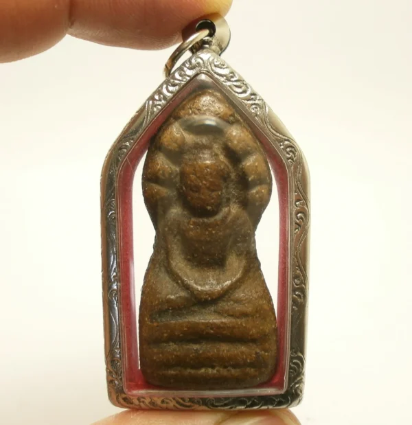 Phra Nakprok Sukhothai Antique Lord Buddha protect by 7 heads Naga snake Thai amulet strong protection success rich lucky attraction pendant