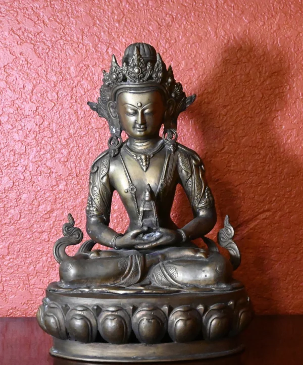 Published 19th Buddha Tibetan Amitayus cast brass statue Buddha w/ COA + Provenan - Image 2