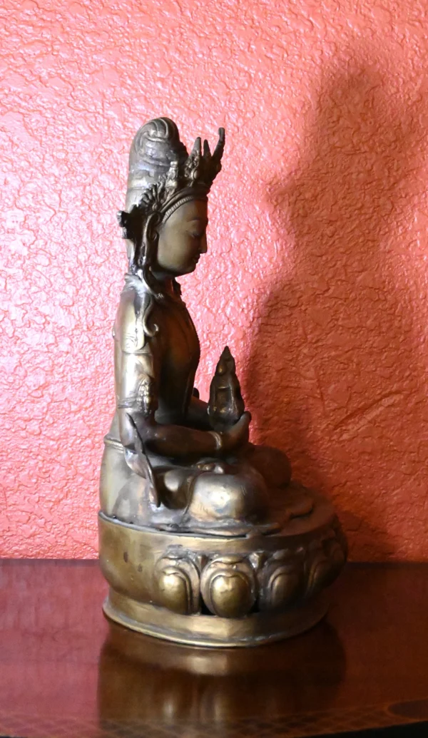 Published 19th Buddha Tibetan Amitayus cast brass statue Buddha w/ COA + Provenan - Image 7