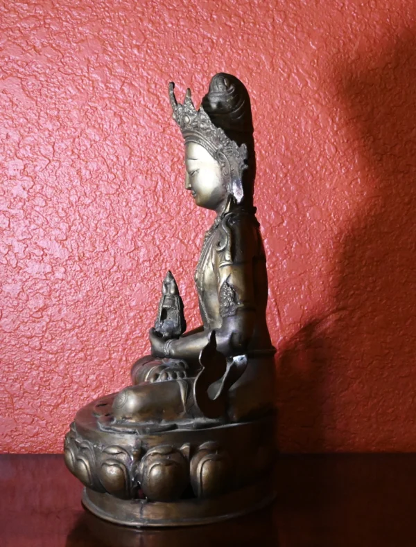 Published 19th Buddha Tibetan Amitayus cast brass statue Buddha w/ COA + Provenan - Image 4